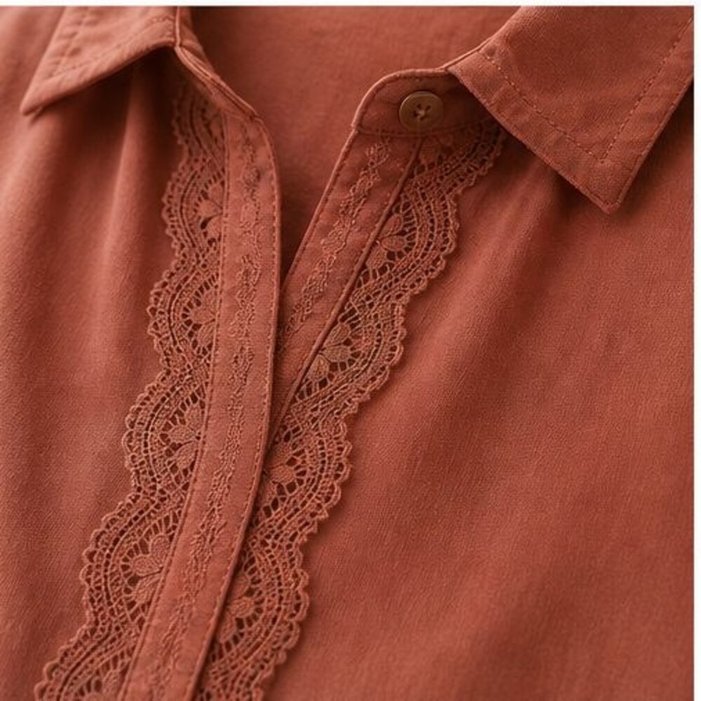 Rust Lace Trim Top - Picture 4 of 6